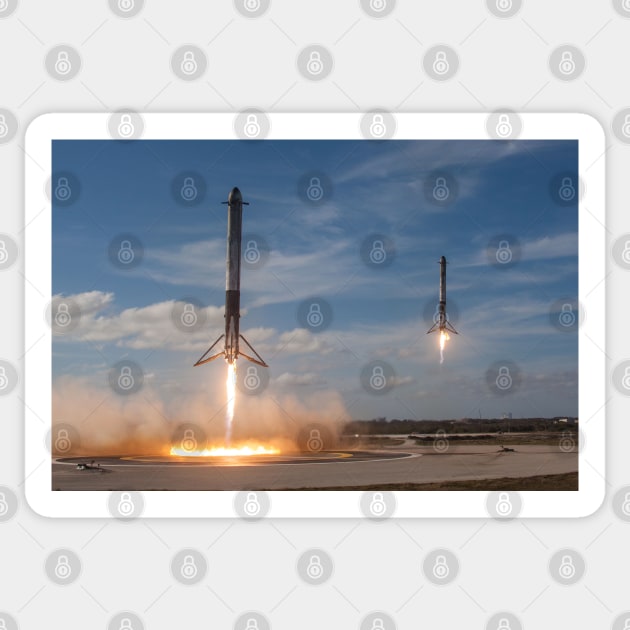 SpaceX Falcon Heavy Boosters Landing (8K resolution) Sticker by bobbooo